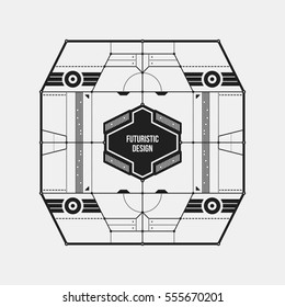 Abstract futuristic design element template. Useful for science posters and hi-tech media. Isolated on white background.