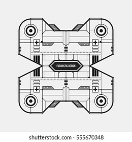 Abstract futuristic design element template. Useful for science posters and hi-tech media. Isolated on white background.