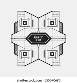 Abstract futuristic design element template. Useful for science posters and hi-tech media. Isolated on white background.