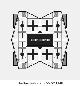 Abstract futuristic design element template. Useful for science posters and hi-tech media. Isolated on white background.