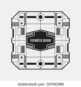 Abstract futuristic design element template. Useful for science posters and hi-tech media. Isolated on white background.