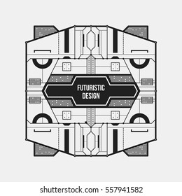 Abstract futuristic design element template. Useful for science posters and hi-tech media. Isolated on white background.