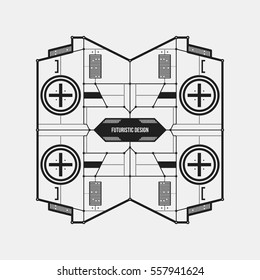 Abstract futuristic design element template. Useful for science posters and hi-tech media. Isolated on white background.