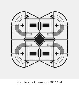 Abstract futuristic design element template. Useful for science posters and hi-tech media. Isolated on white background.