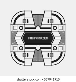 Abstract futuristic design element template. Useful for science posters and hi-tech media. Isolated on white background.