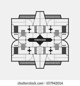Abstract futuristic design element template. Useful for science posters and hi-tech media. Isolated on white background.