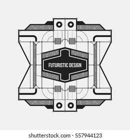 Abstract futuristic design element template. Useful for science posters and hi-tech media. Isolated on white background.