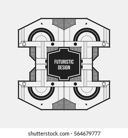 Abstract futuristic design element template. Useful for science posters and hi-tech media. Isolated on white background.