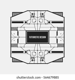 Abstract futuristic design element template. Useful for science posters and hi-tech media. Isolated on white background.