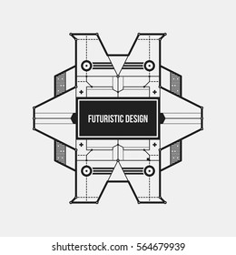 Abstract futuristic design element template. Useful for science posters and hi-tech media. Isolated on white background.