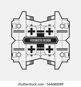 Abstract futuristic design element template. Useful for science posters and hi-tech media. Isolated on white background.