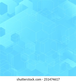 Abstrakter futuristischer digitaler Hintergrund mit sechseckigen, transparenten Formen