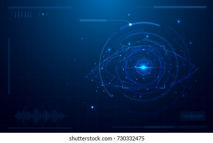 Abstract futuristic digital eye scanner. concept of technology security on blue background