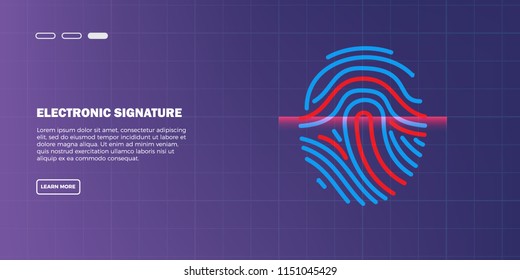 Abstract futuristic digital fingerprint scanner. concept of technology security