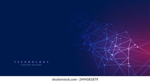 abstract and futuristic digital tech mesh background in low poly style vector