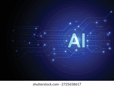 Abstrato tecnologia digital futurista e chipset de inteligência artificial na placa de circuito em conceito de arte futurista para web, banner, cartão, capa. Ilustração vetorial