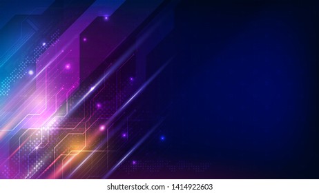 Abstract Futuristic Digital Technology Background with Light Effect, vector illustration