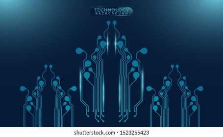 Abstract futuristic digital technology background. Circuit board design background. Vector illustration eps 10.