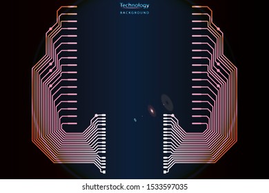 Abstract futuristic digital technology background. Pink and orange Circuit board design background. Vector illustration eps 10.