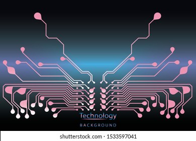 Abstract futuristic digital technology background. Pink and orange Circuit board design background. Vector illustration eps 10.