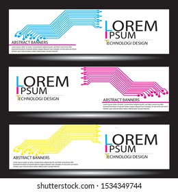 Abstract futuristic digital technology background.  Circuit board with cyan,magenta and yellow. Vector illustration eps 10.