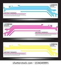 Abstract futuristic digital technology background.  Circuit board with cyan,magenta and yellow. Vector illustration eps 10.