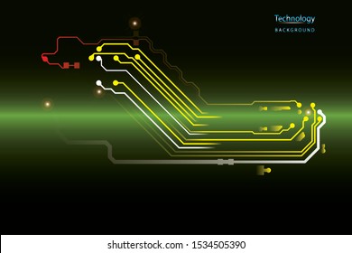 Abstract futuristic digital technology background. white and yellow Circuit board design background. Vector illustration eps 10.