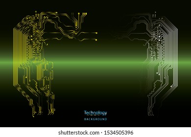Abstract futuristic digital technology background. white and yellow Circuit board design background. Vector illustration eps 10.