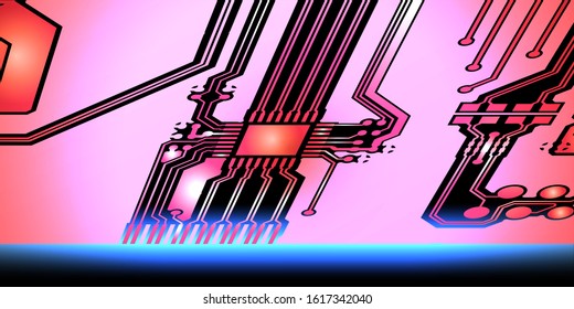 Abstract futuristic digital technology background. Circuit board design background. Vector illustration eps 10.