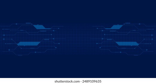 Abstract futuristic digital technology background with digital element and grid line circuit network for advertising and game artwork.Future tech design concepts.Vector illustrations