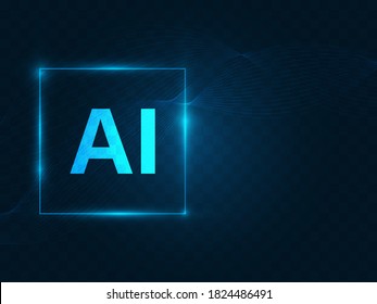 Resumen digital futurista y tecnología sobre fondo de color azul oscuro. Texto AI(Inteligencia Artificial) con el diseño del circuito.