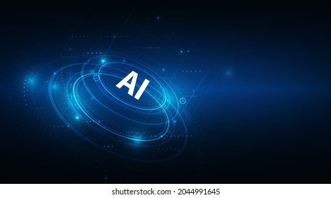 Abstrakte futuristische digitale und Technologie auf dunkelblauem Hintergrund. AI (Künstliche Intelligenz) Formulierung mit dem Schaltkreis-Design.