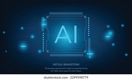 Abstract futuristic digital and technology on dark blue color background. AI circuit. Artificial Intelligence Logo, Icon. Vector symbol AI, deep learning blockchain neural network concept.