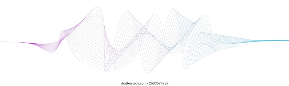 Abstract futuristic digital wave with smooth gradient lines for technology, data flow, or digital communication. Sound Wave Visualization
