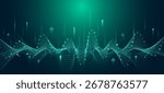 Abstract futuristic digital waves with glowing arrows symbolizing growth, data flow, and technology innovation on a dark background.