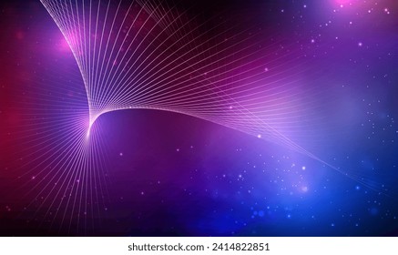 Abstract futuristic digital wireframe technology background with connecting lines. Abstract futuristic wave with light effect. Hi-tech and big data visualization. 3D technology wireframe. Vector EPS10