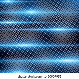Abstract futuristic dot background with blue light effects. Abstract flashes. Vector illustration.