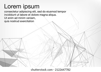 Abstract Futuristic Dots Lines Connection Science Data Flow Technology Vector Background. Greyscale Copy Space Infographic Illustration.