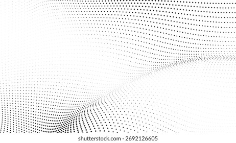 Resumo Futurista Padrão de Ondas Pontilhadas Plano de Fundo Digital Minimalista de Fluxos de Pontos de Meio-Tom Cinza Criando uma Perspectiva Dinâmica para Tecnologia Moderna e Conceitos de Dados Corporativos