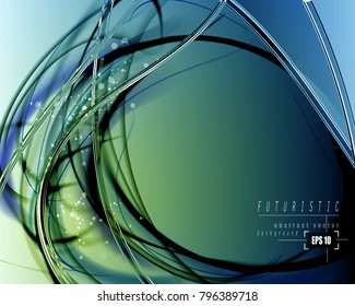 Abstract futuristic dynamic background. Expressive cool vector frame with contrast glowing fibers.
