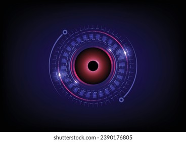 Resumen de fondo de circuito electrónico futurista con tecnología de ojos rojos. Concepto de innovación diseño de interactividad de sistemas virtuales. ilustración vectorial.