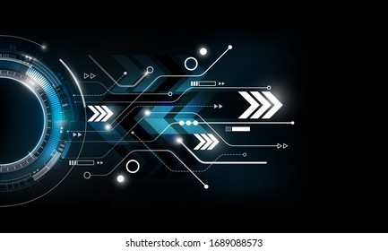 Abstract futuristic electronic circuit technology blue red background concept, vector illustration