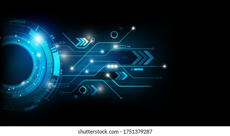 Abstract futuristic electronic circuit technology blue background concept, vector illustration
