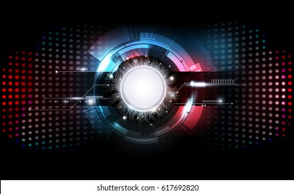 Abstract futuristic electronic circuit technology on dark background, transparent vector illustration