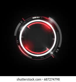 Abstract futuristic electronic circuit technology on dark background, vector illustration