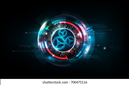 Abstract futuristic electronic circuit technology on dark background, vector illustration