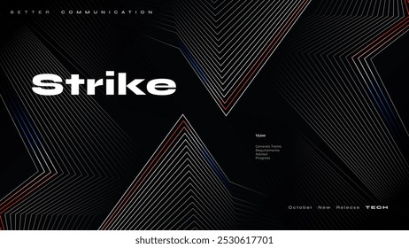 Abstract and Futuristic Elegant Background with Geometric Lines on Black Background. Modern Banner or Cover Design Template