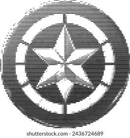 Abstract futuristic emblem with stripe pattern