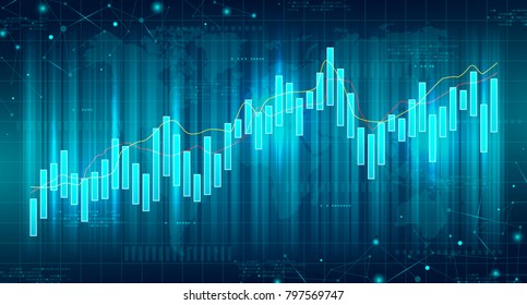 Abstract Futuristic Financial Chart. Concept of Digital Stock Market Trading. Vector Illustration. Abstract Background with Technology Business Diagram.