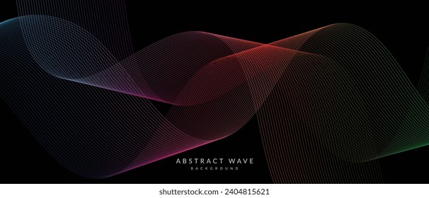 abstract futuristic flowing gradient curve line on dart background.